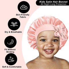 FIRSTPELLA child side profile wearing bonnet demonstrating comfortable fit benefit