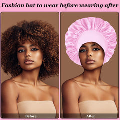 FIRSTPELLA bonnet on curly hair demonstrating protection and style preservation