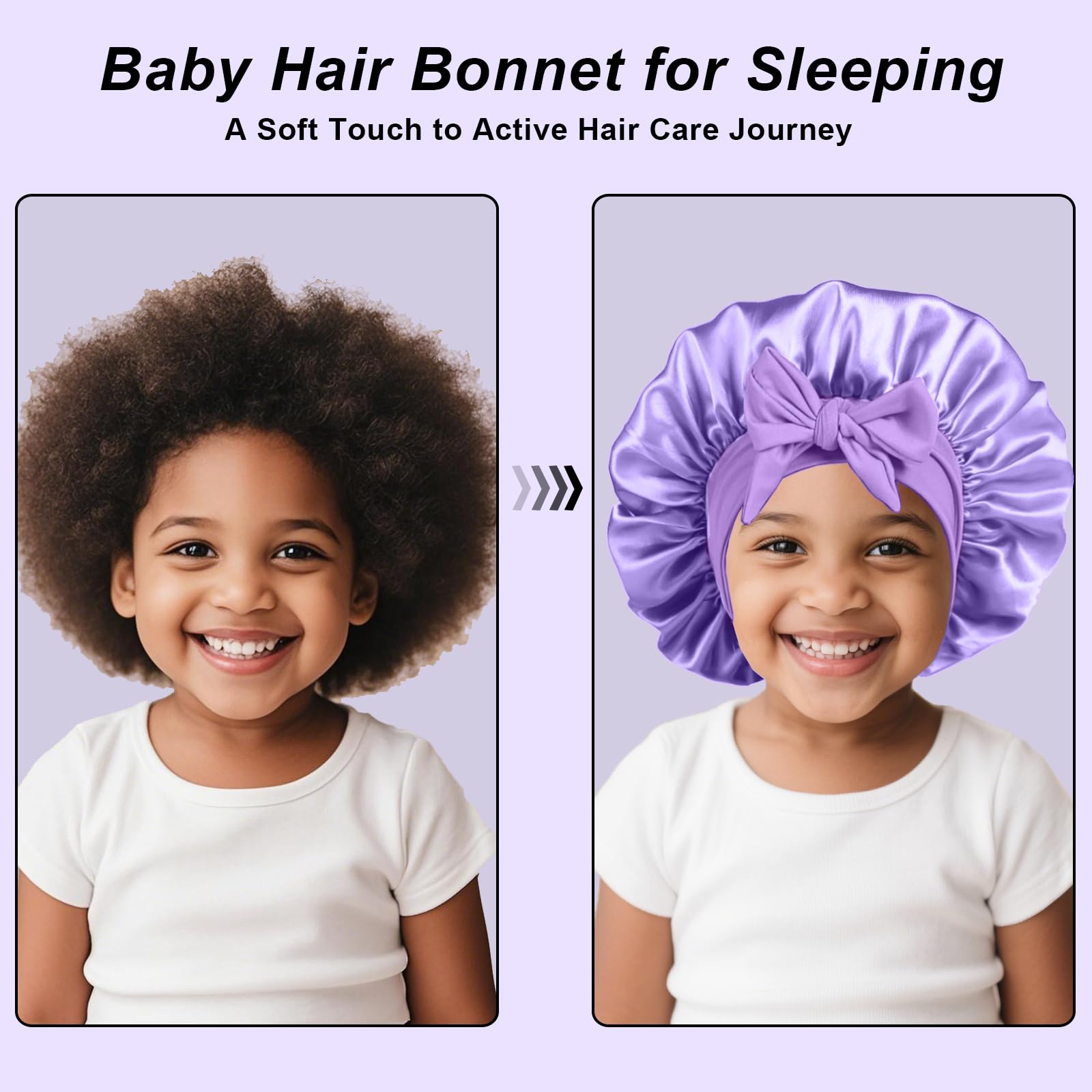 FIRSTPELLA bonnets staged on bed for bedtime use keeping hair styles intact