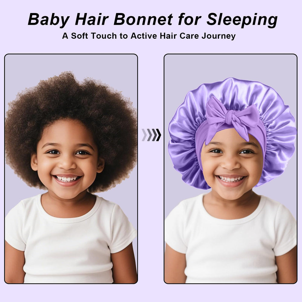 FIRSTPELLA bonnets staged on bed for bedtime use keeping hair styles intact