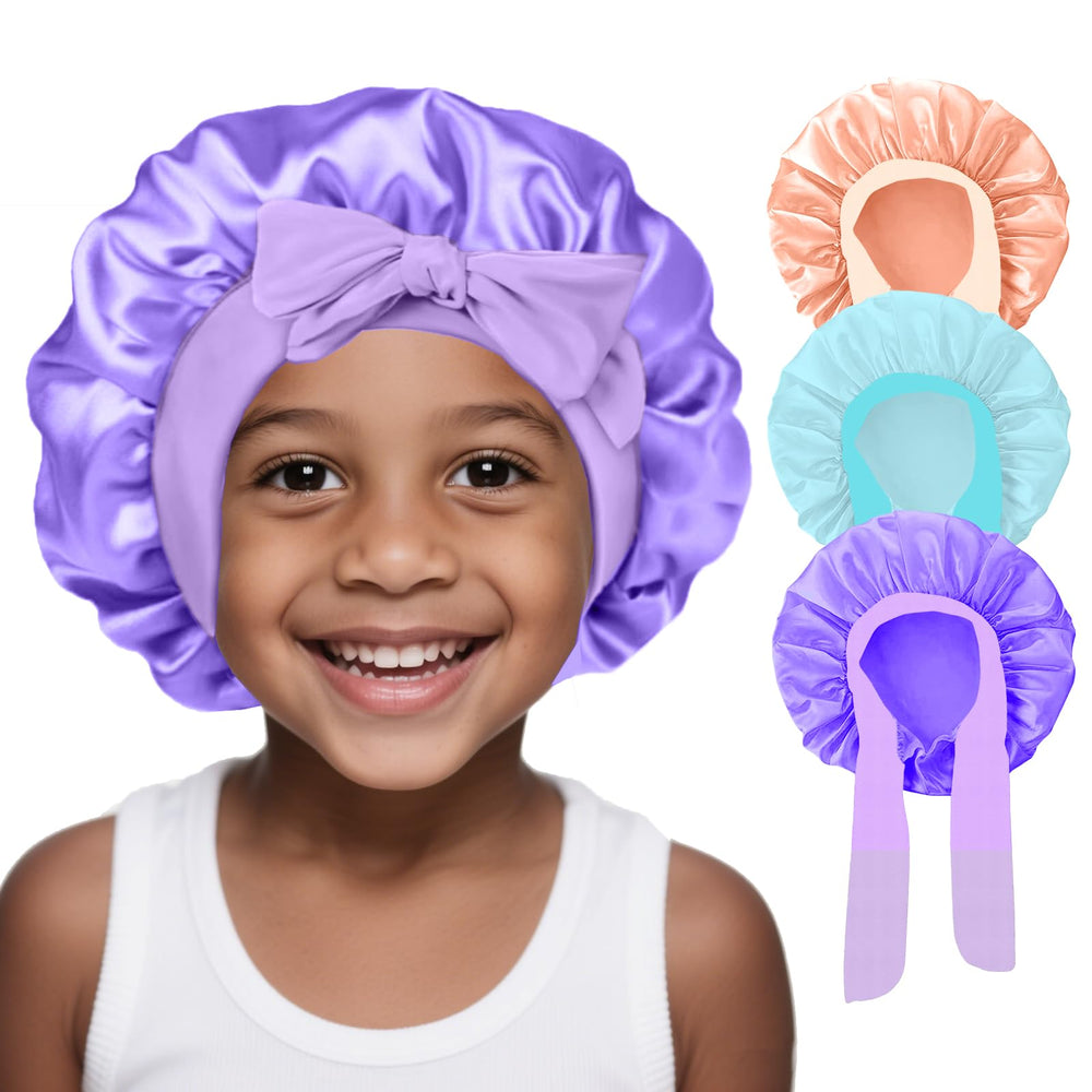 FIRSTPELLA front view of three bonnets showing colors and neat packaging benefit: easy gift