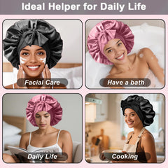FIRSTPELLA woman sleeping with bonnet protecting curls and preventing frizz