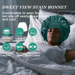 FIRSTPELLA bonnet on model for size comparison and styling benefit