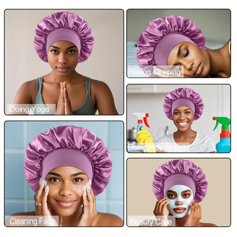 FIRSTPELLA bonnet used as shower cap showing hair dryness and splash protection benefit