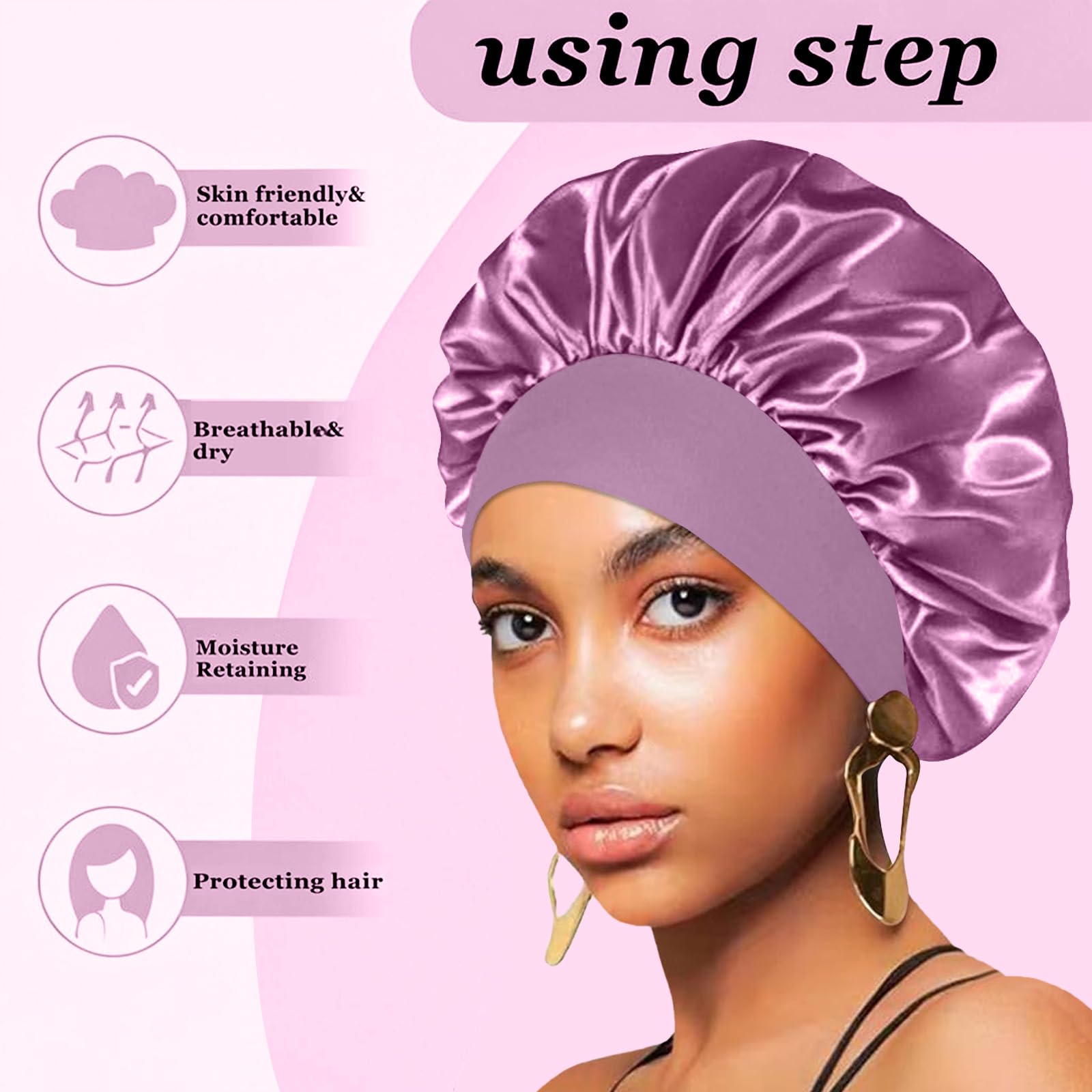 FIRSTPELLA bonnet in bedroom lifestyle scene showing stylish protection while resting benefit