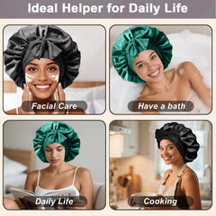 FIRSTPELLA woman wearing bonnet in bed preserving hairstyle while sleeping