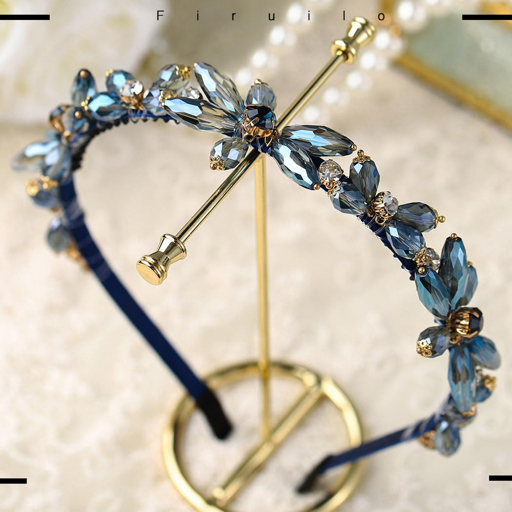Firuilo close-up of blue crystal flower detail highlighting sparkle and craftsmanship