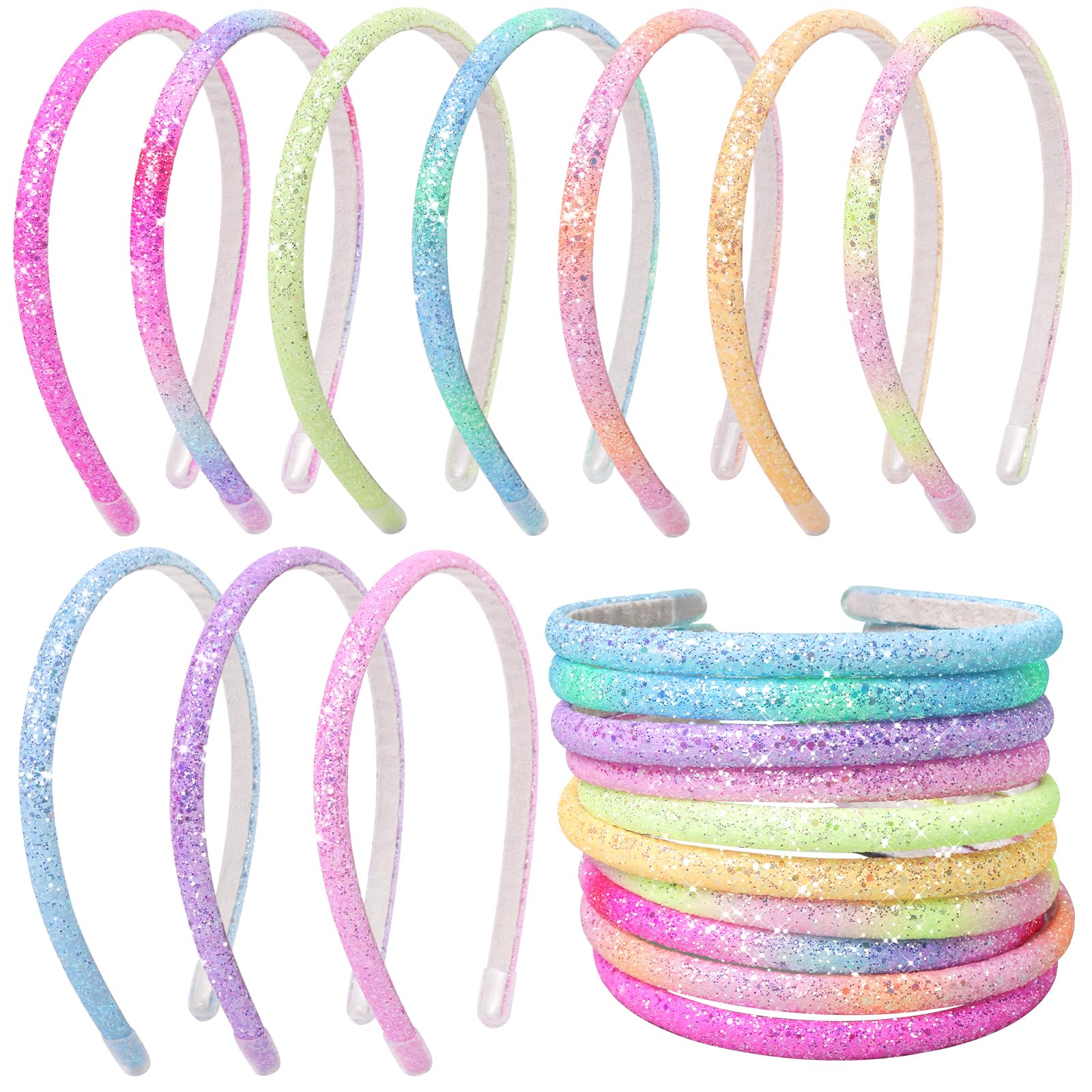 Fishdown front packaging showing ten glitter headbands and colorful variety