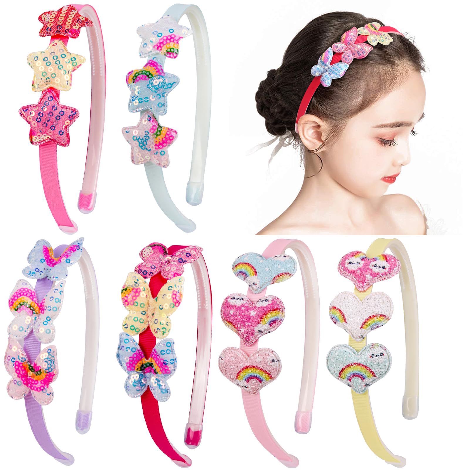 Fishdown front packaging showing six glitter headbands and colorful benefit
