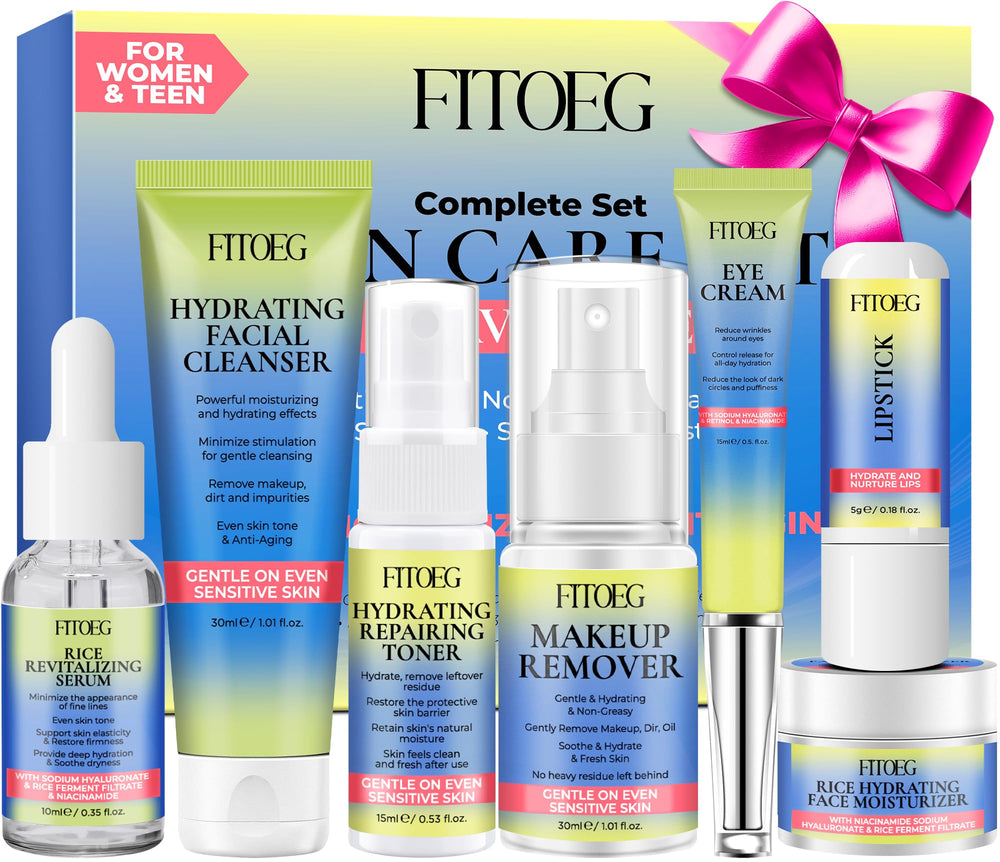 FITOEG front packaging showing the full travel-friendly skincare set and gift appeal