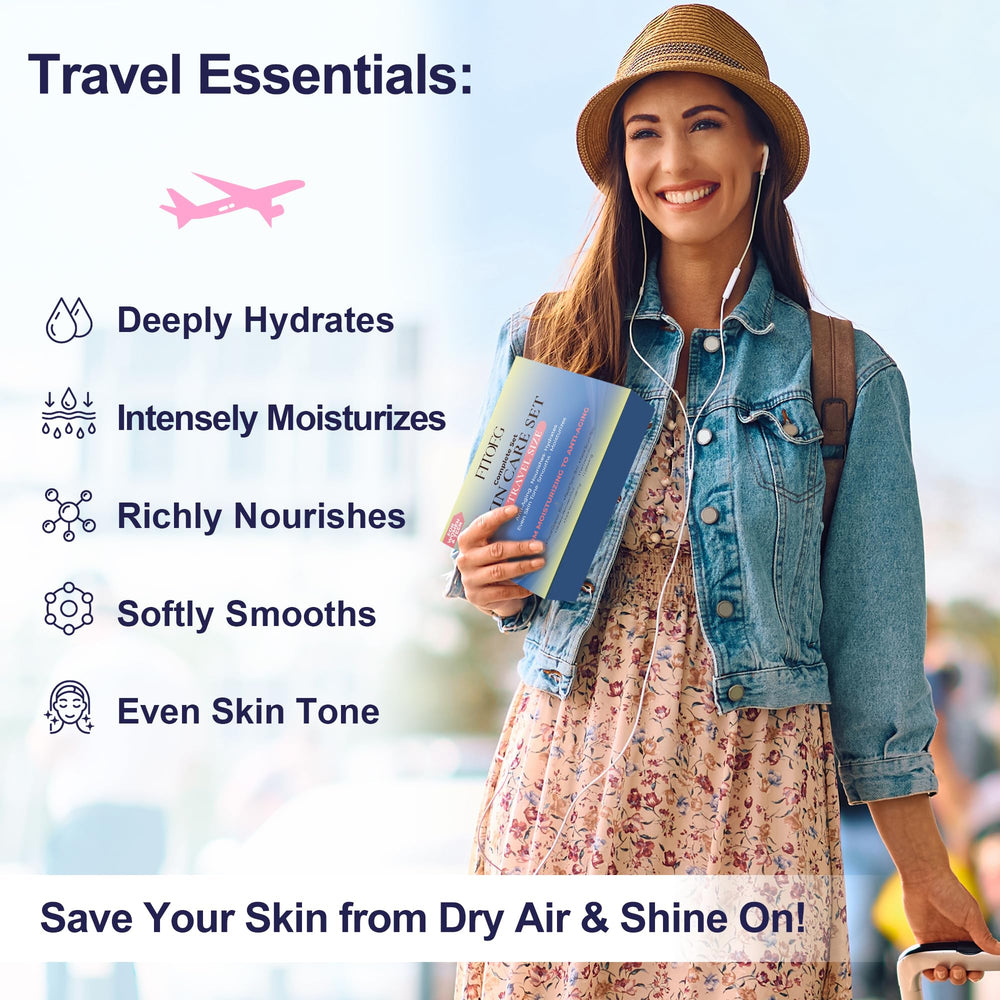 FITOEG travel-size bottles lined up demonstrating compact, TSA-friendly convenience
