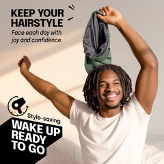 Fittia in use on man with dreadlocks preventing frizz overnight