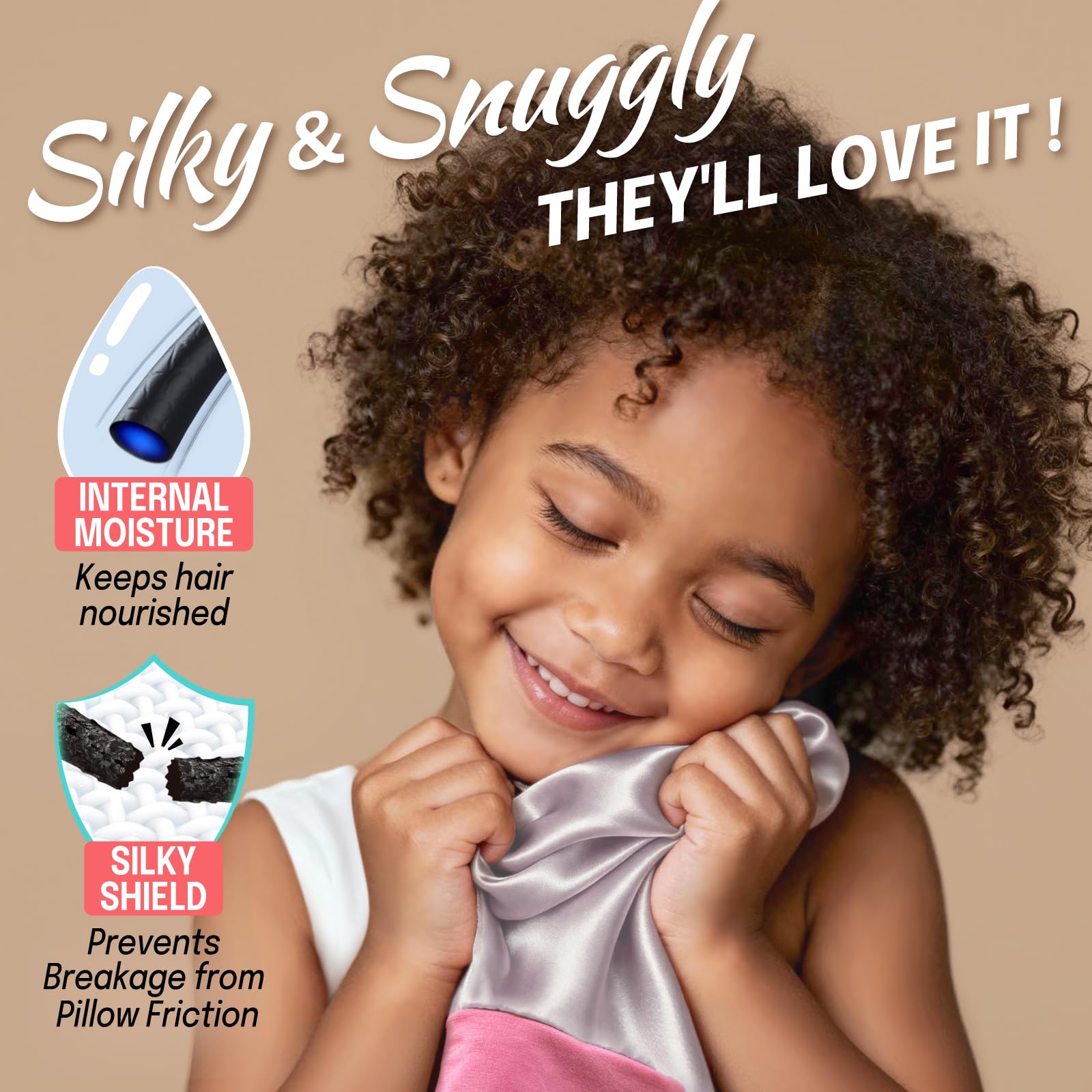Fittia bonnet on toddler side profile showing comfortable fit benefit all-night wear