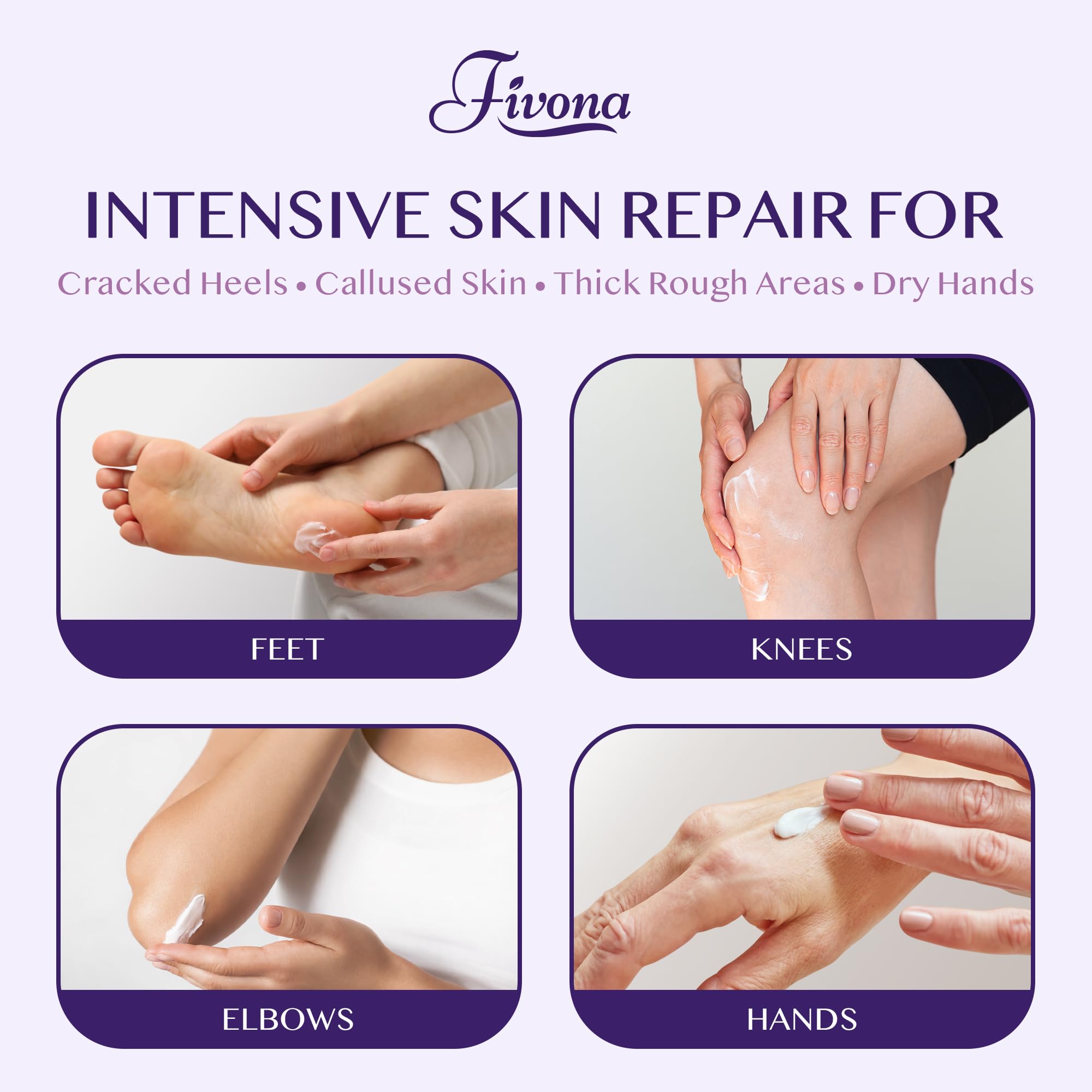 FIVONA ingredients label highlighting urea and salicylic acid benefits