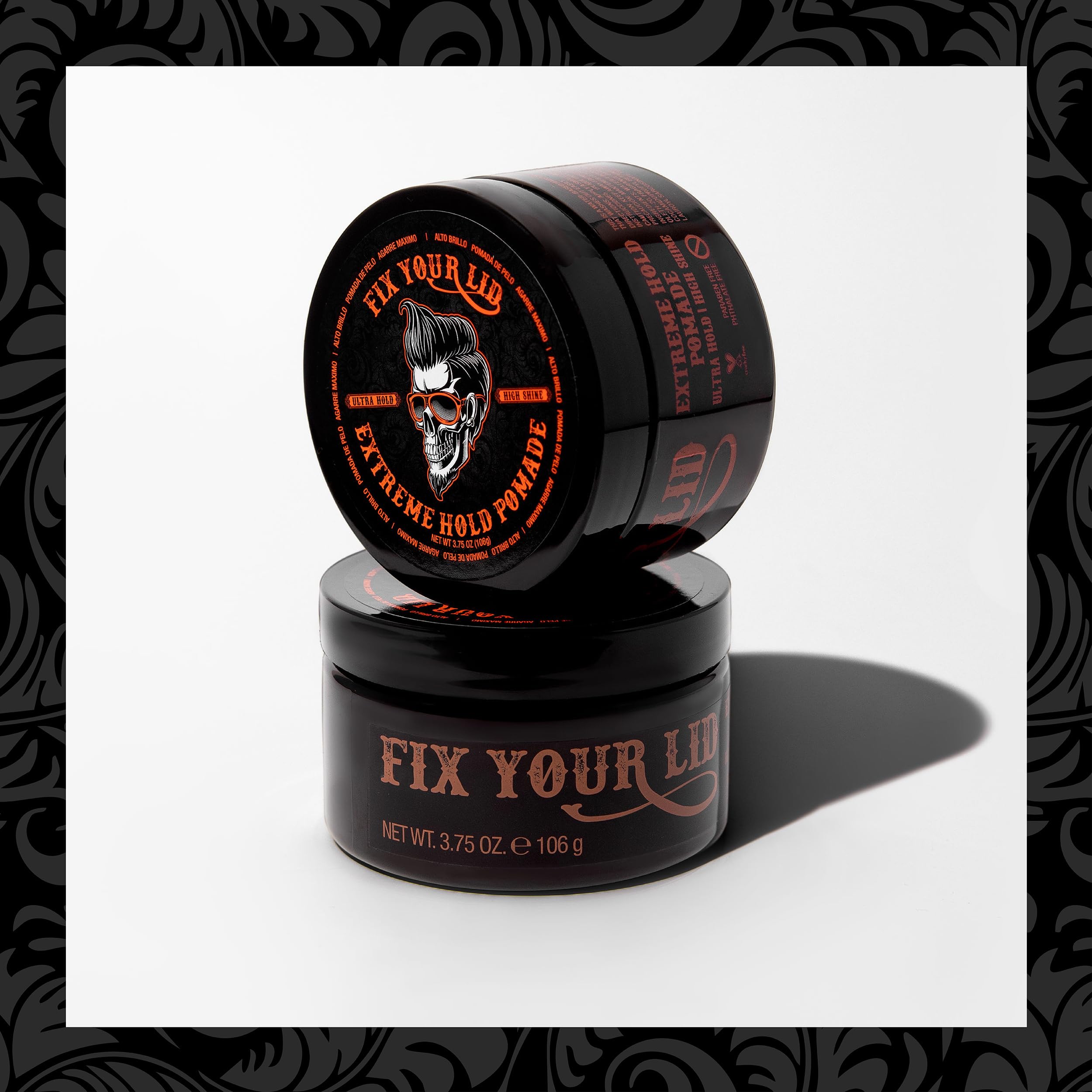 Fix Your Lid used to style a pompadour demonstrating strong hold benefit