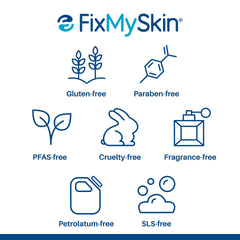 FixMySkin product and packaging on a wooden table conveying daily use appeal