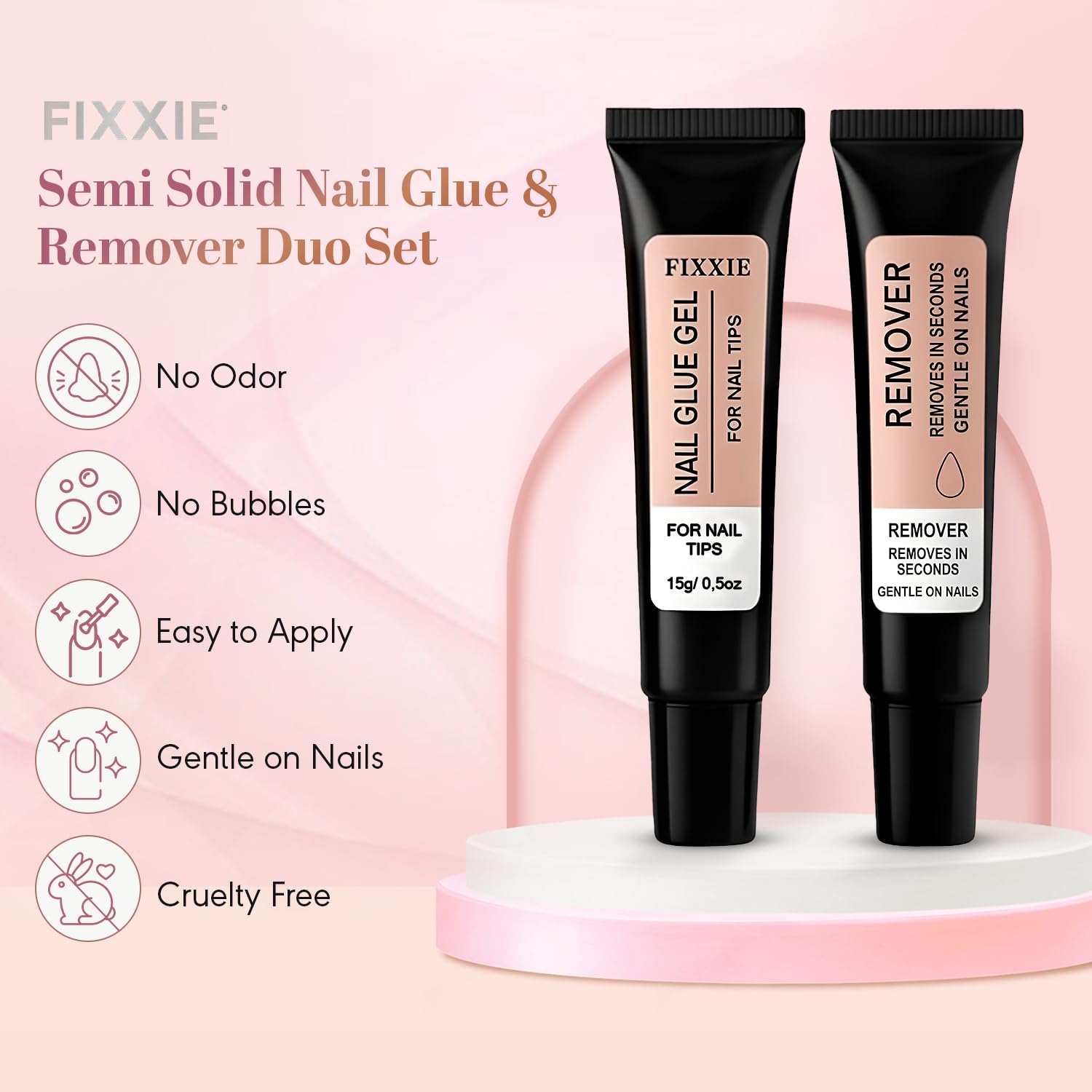 FIXXIE close-up of clear gel texture highlighting smooth, bubble-free finish