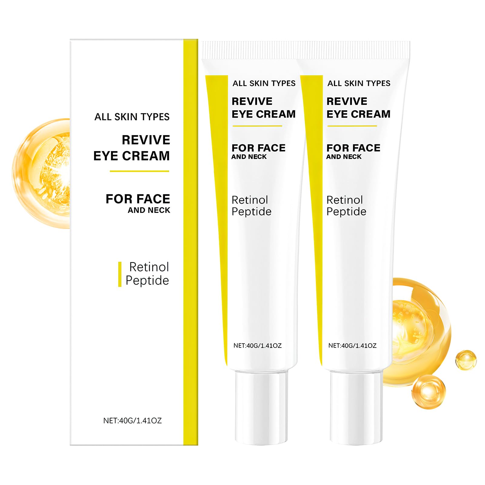 FIYADWZH front view of two eye cream tubes showing brand and size benefits