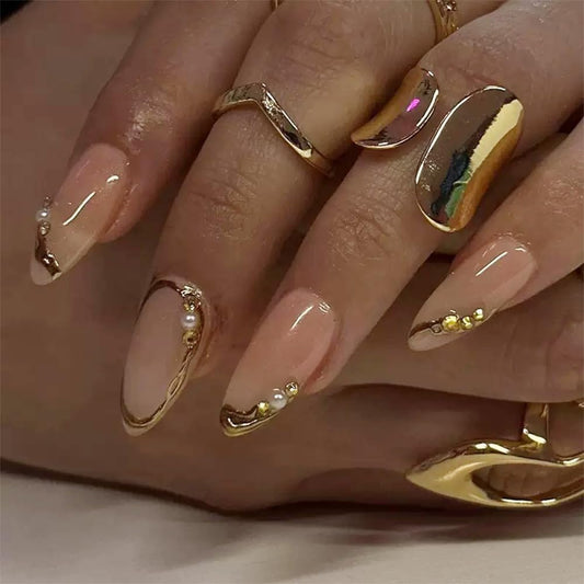 FJSMTOPl close-up of almond-shaped acrylic texture highlighting smooth pearl gloss finish