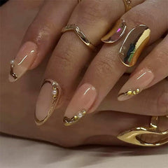 FJSMTOPl close-up of almond-shaped acrylic texture highlighting smooth pearl gloss finish