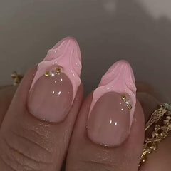 FJSMTOPl side profile of almond-shaped nail illustrating natural curvature and fit