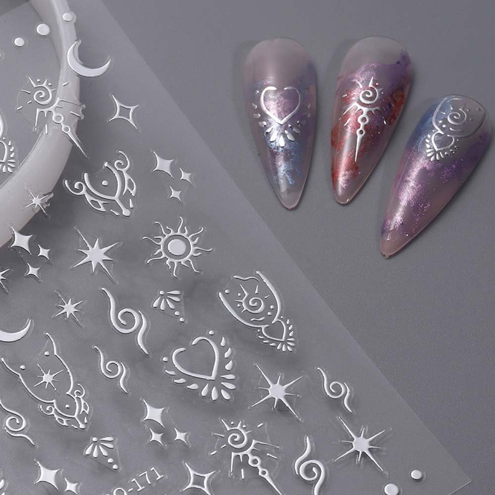 FJSMTOPl hands with manicured stickers in lifestyle setting showing style