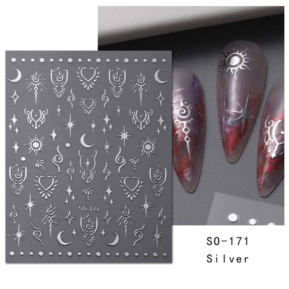 FJSMTOPl sheet array showing sticker sizes and design variety for nails