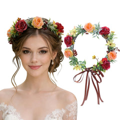 Flagogoo front view flower crown showing full floral arrangement and wearable elegance