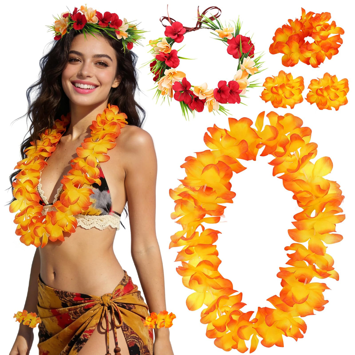 Flagogoo flower crown front view showing bright blooms and instant party impact
