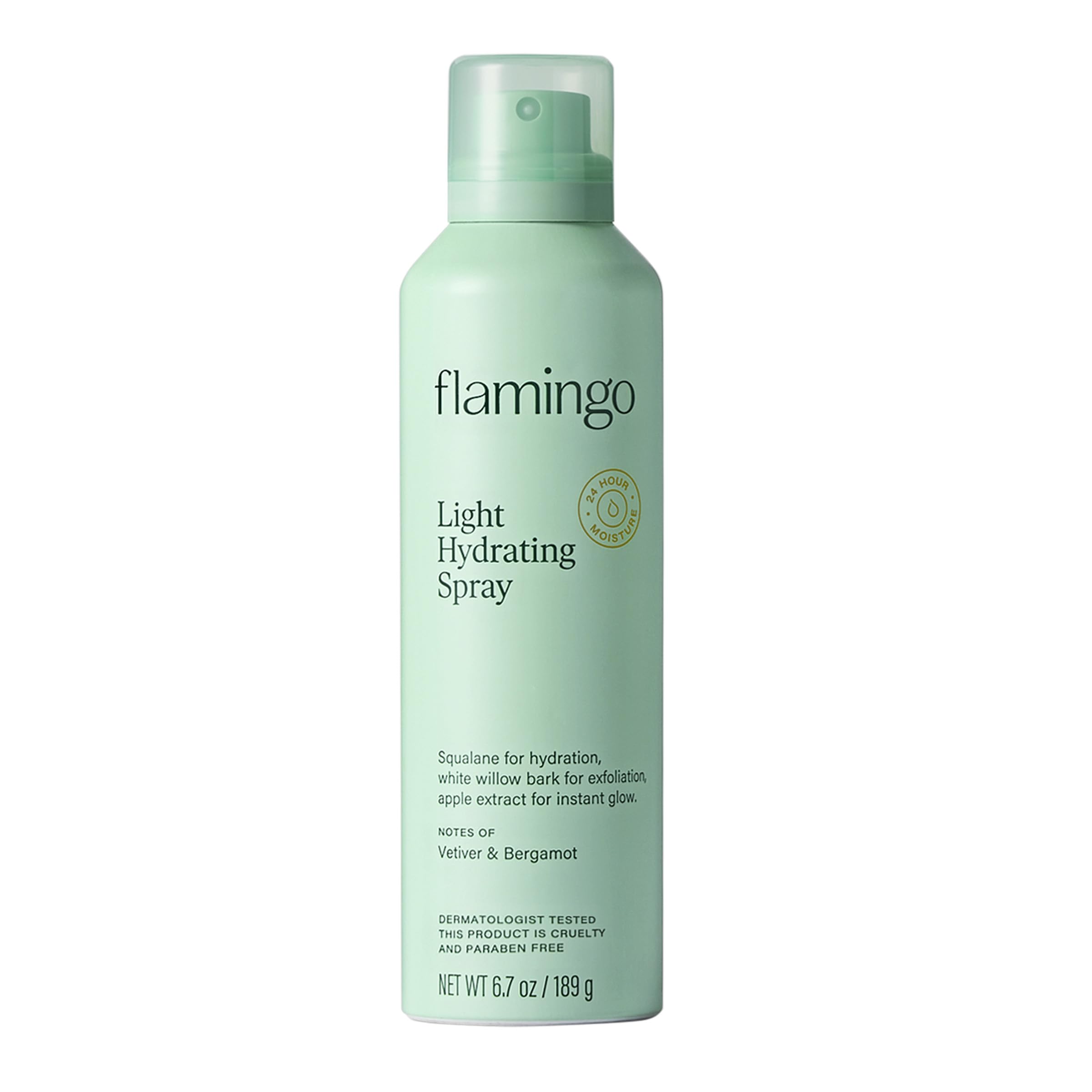 Flamingo front packaging 6.7 oz showing label and size benefits