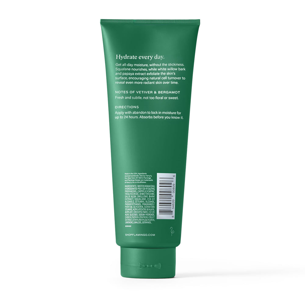 Flamingo lotion being dispensed from pump highlighting easy application and controlled amount