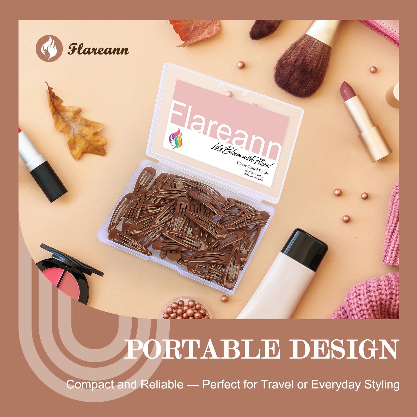 FLAREANN close-up of glossy enamel finish on clip, smooth look and protection benefit