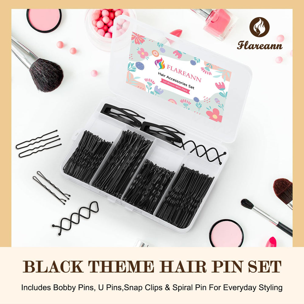 FLAREANN close-up of wavy shaft on black bobby pin showing grip design that secures hair