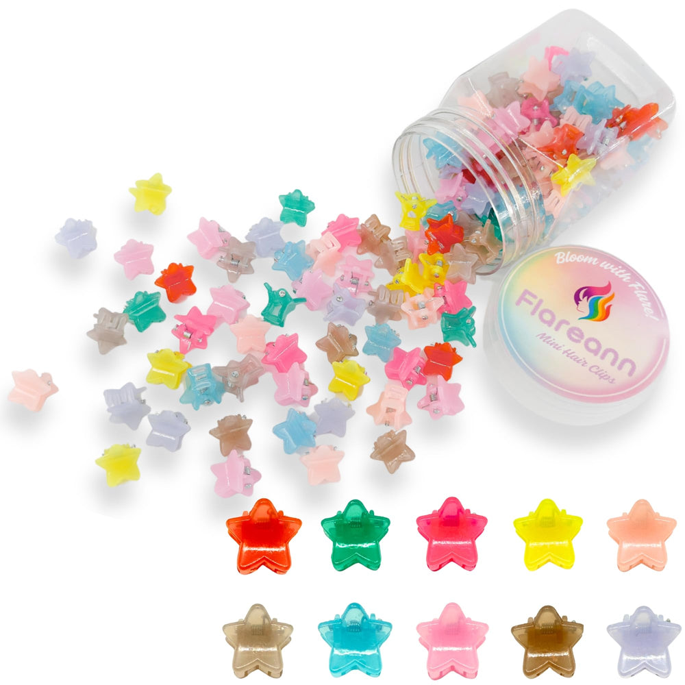 FLAREANN jar of 100 star clips showing organized storage and easy access