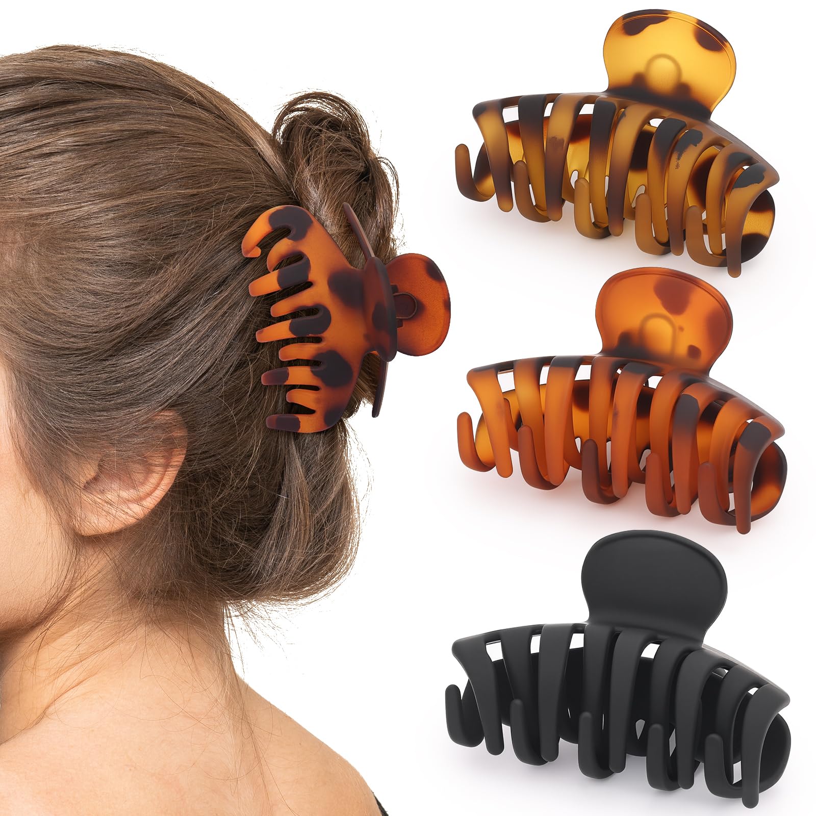 FLAREANN front view of black and tortoiseshell clips showing classic colors and convenience