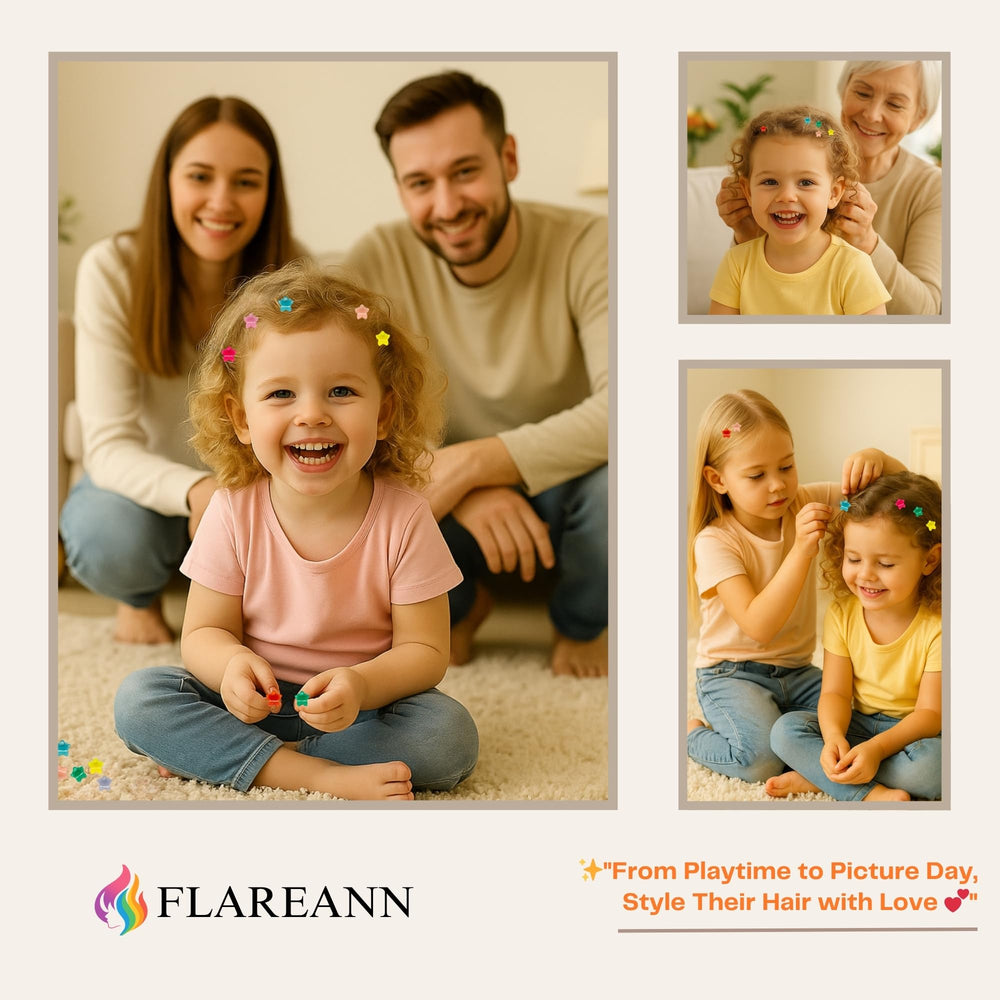 FLAREANN star clips securing toddler pigtail for playful everyday hold