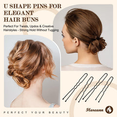 FLAREANN spiral pin detail demonstrating twist-locking hold ideal for buns and textured styles