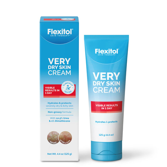 Flexitol front of tube showing product name and 4 oz size, clear identification benefit
