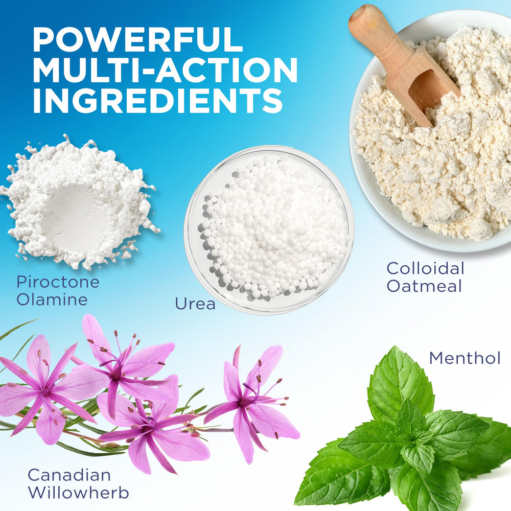 Flexitol shampoo being poured to show gentle texture and easy application benefit