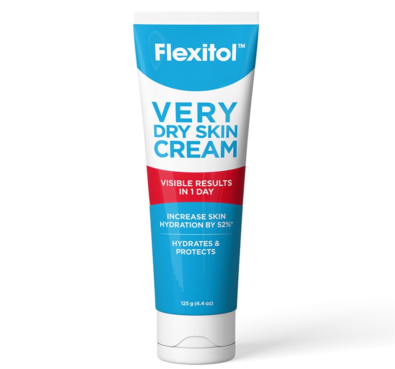 Flexitol tube staged on bathroom counter to suggest routine daily use and convenience benefit