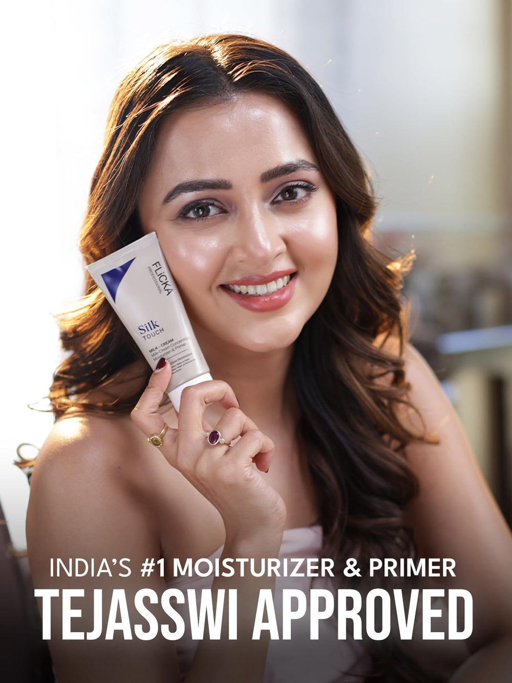 FLiCKA creamy texture swiped on skin demonstrating lightweight hydration benefit