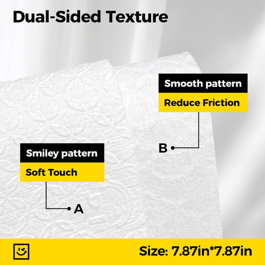 FLOW SMILE close-up of fabric texture showing soft plant fibers and absorbency