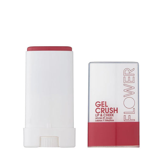 FLOWER Beauty front tube showing Blackberry Crush shade and compact design benefit