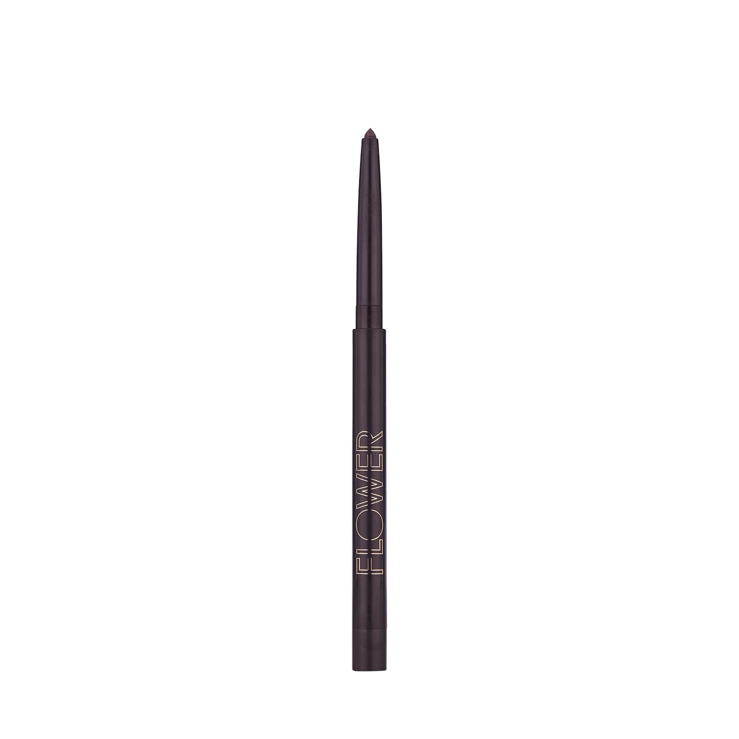 FLOWER Beauty Forever Wear pencil front view showing packaging and Onyx shade benefit