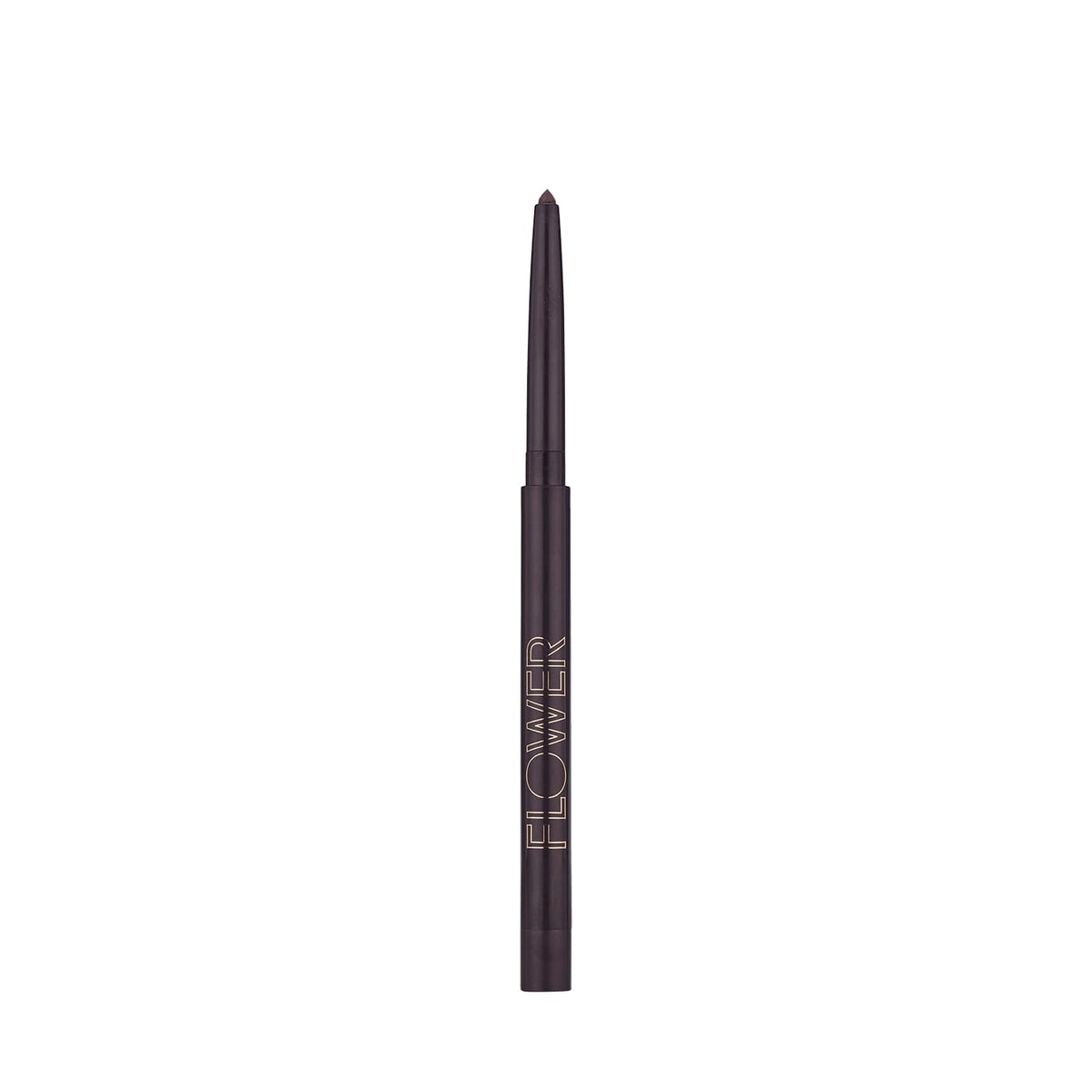 FLOWER Beauty Forever Wear pencil front view showing packaging and Onyx shade benefit