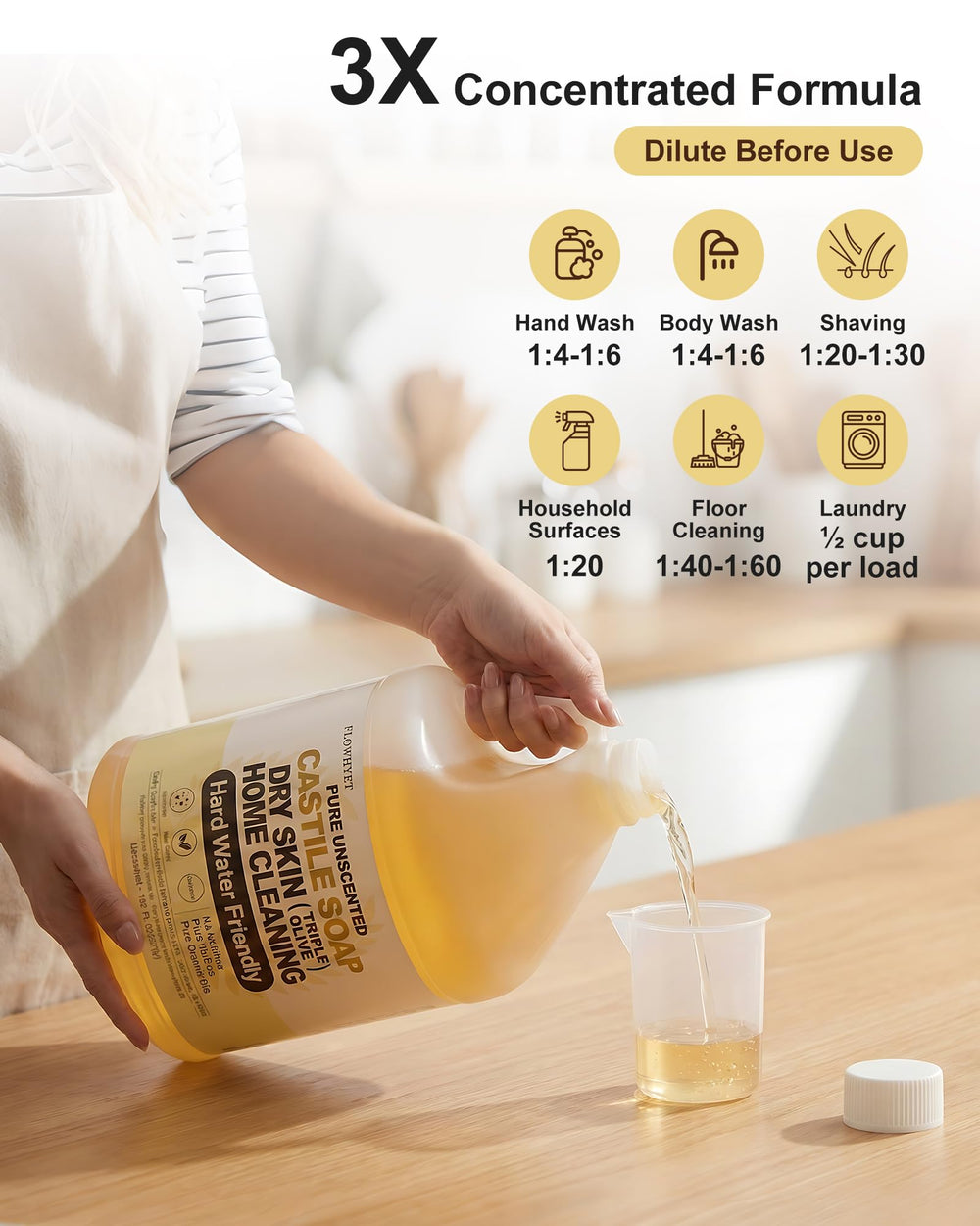 FLOWHYET cleaning kitchen counter showing multi purpose effectiveness