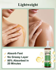 FLOWHYET close-up oil pour texture showing lightweight absorption benefit