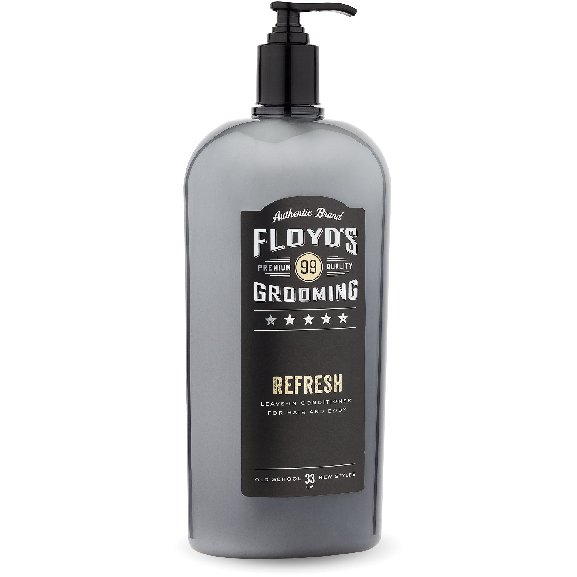 Floyd's 99 front bottle view showing label and 33 oz size benefits