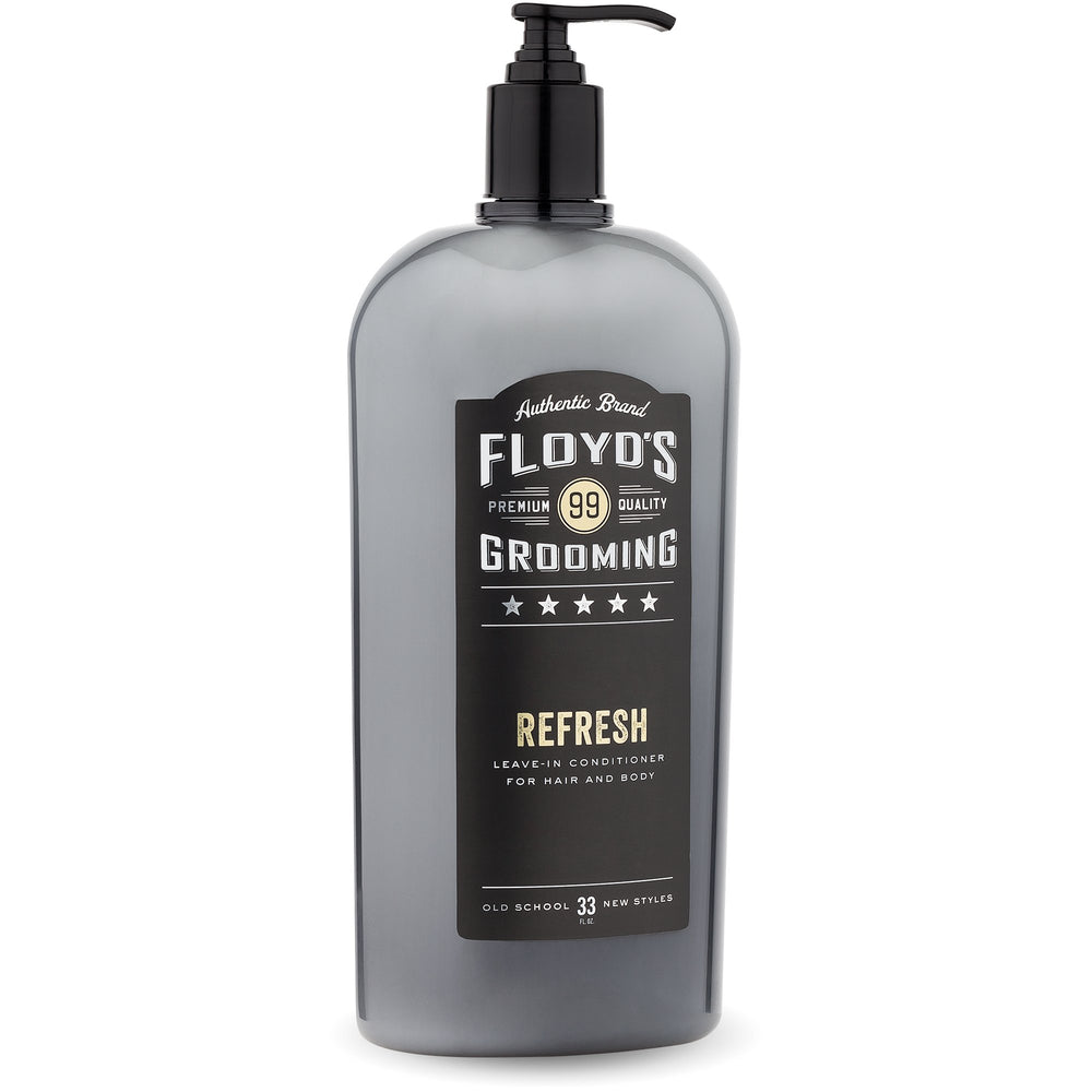 Floyd's 99 front bottle view showing label and 33 oz size benefits
