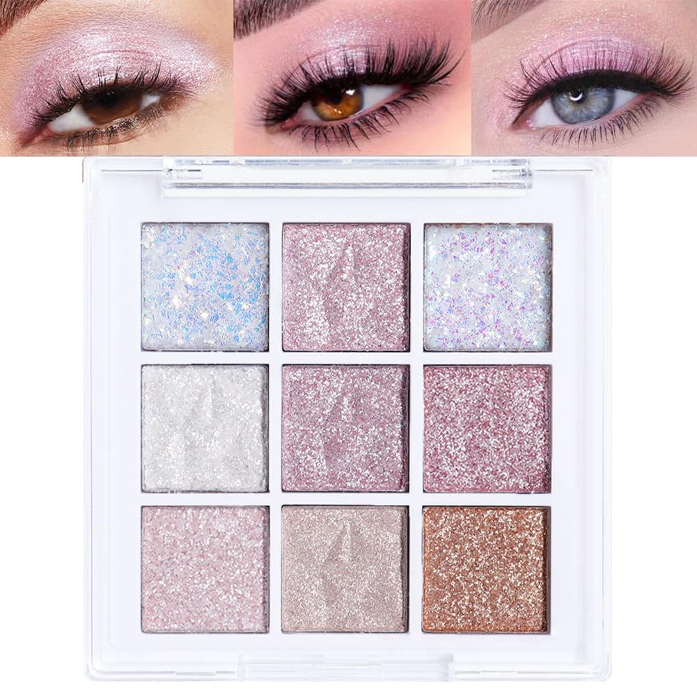 FLYEEO palette front view showing nine shades and compact case, convenient for travel